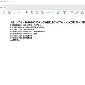Tadano Crane AT-147-1 42096160300 LOWER,TOYOTA KK-XZU350H-TKMSS6 Spare Parts Manual - PDF DOWNLOAD