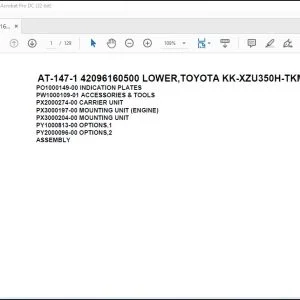 Tadano Crane AT-147-1 42096160500 LOWER TOYOTA KK-XZU350H-TKMSS6 Spare Parts Manual -  PDF DOWNLOAD