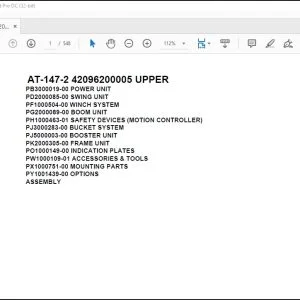 Tadano Crane AT-147-2 42096200005 UPPER Parts Catalog Manual - PDF DOWNLOAD