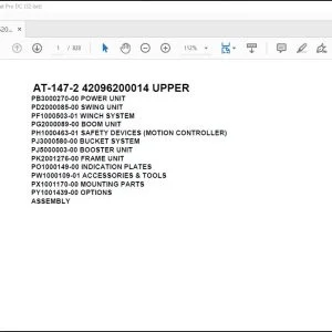 Tadano Crane AT 147 2 42096200014 UPPER Parts Catalog Manual - PDF DOWNLOAD