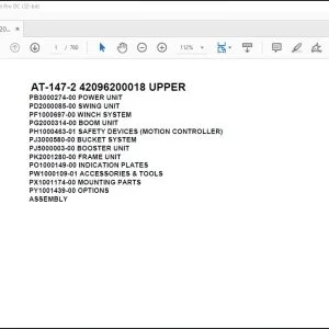 Tadano Crane AT-147-2 42096200018 UPPER Parts Catalog Manual - PDF DOWNLOAD