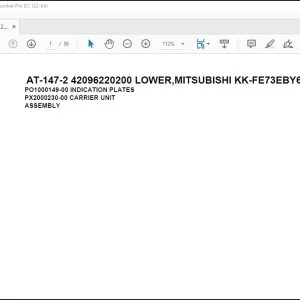 Tadano Crane AT-147-2 42096220200 LOWER MITSUBISHI KK-FE73EBY6K2 Parts Catalog Manual - PDF DOWNLOAD