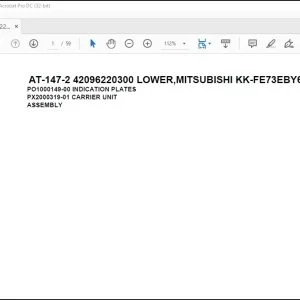 Tadano Crane AT-147-2 42096220300 LOWER MITSUBISHI KK-FE73EBY6K2 Parts Catalog Manual  - PDF DOWNLOAD