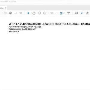 Tadano Crane AT-147-2 42096230200 LOWER,HINO PB-XZU354E-TKMSW6 Parts Catalog Manual - PDF DOWNLOAD