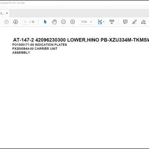 Tadano Crane AT-147-2 42096230300 LOWER,HINO PB-XZU334M-TKMSW3 Parts Catalog Manual - PDF DOWNLOAD
