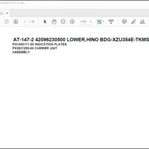 Tadano Crane AT-147-2 42096230500 LOWER,HINO BDG-XZU354E-TKMSD6 Parts Catalog Manual - PDF DOWNLOAD