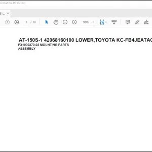 Tadano Crane AT-150S-1 42068160100 LOWER,TOYOTA KC-FB4JEATAC4 Spare Parts Manual - PDF DOWNLOAD