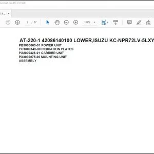 Tadano Crane AT-220-1 42086140100 LOWER,ISUZU KC-NPR72LV-5LXY Spare Parts Manual - PDF DOWNLOAD