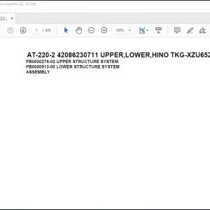 Tadano Crane AT-220-2 42086230711 UPPER LOWER HINO TKG-XZU652F-TKFRC6 Spare Parts Manual - PDF DOWNLOAD