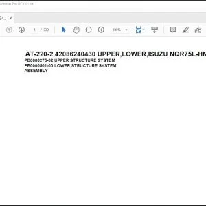 Tadano Crane AT-220-2 42086240430 UPPER LOWER ISUZU NQR75L-HN5VAYN Spare Parts Manual - PDF DOWNLOAD