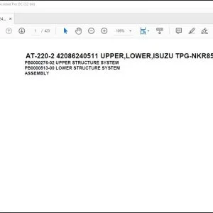 Tadano Crane AT-220-2 42086240511 UPPER,LOWER,ISUZU TPG-NKR85N-HN5AY-M Spare Parts Manual - PDF DOWNLOAD