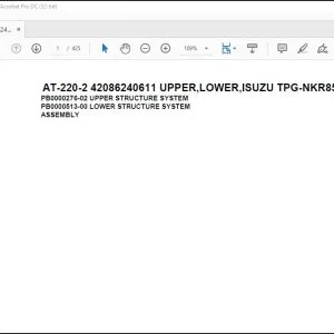 Tadano Crane AT-220-2 42086240611 UPPER,LOWER,ISUZU TPG-NKR85N-HN5AY-D Spare Parts Manual -  PDF DOWNLOAD