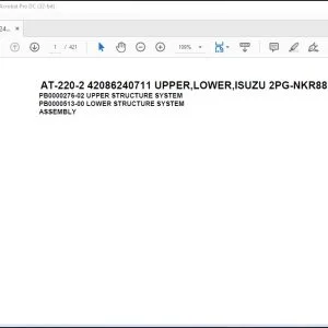 Tadano Crane AT-220-2 42086240711 UPPER,LOWER,ISUZU 2PG-NKR88N-HN5AY-M Spare Parts Manual - PDF DOWNLOAD