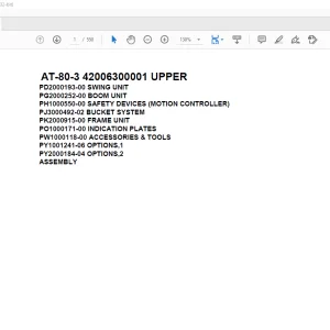 Tadano Crane AT-80-3 42006300001 UPPER Spare Parts Catalog Manual - PDF DOWNLOAD