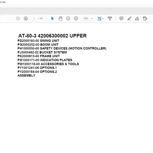 Tadano Crane AT-80-3 42006300002 UPPER Spare Parts Catalog Manual  - PDF DOWNLOAD