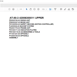Tadano Crane AT-80-3 42006300011 UPPER Spare Parts Catalog Manual - PDF DOWNLOAD