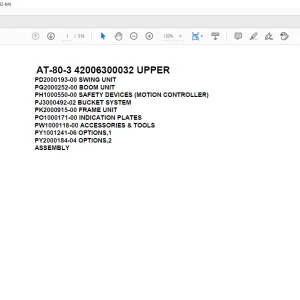 Tadano Crane AT-80-3 42006300032 UPPER Spare Parts Catalog Manual - PDF DOWNLOAD
