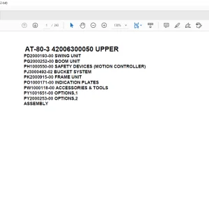 Tadano Crane AT-80-3 42006300050 UPPER Spare Parts Catalog Manual - PDF DOWNLOAD