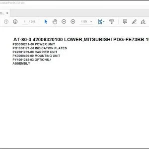 Tadano Crane AT-80-3 42006320100 LOWER MITSUBISHI PDG-FE73BB 1UKA3 Spare Parts Catalog Manual - PDF DOWNLOAD