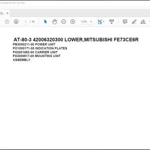 Tadano Crane AT-80-3 42006320300 LOWER,MITSUBISHI FE73CE6R Spare Parts Catalog Manual - PDF DOWNLOAD