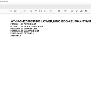 Tadano Crane AT-80-3 42006330100 LOWER,HINO BDG-XZU304X-TYMMB6 Spare Parts Catalog Manual - PDF DOWNLOAD
