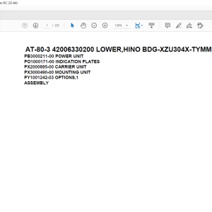 Tadano Crane AT-80-3 42006330200 LOWER,HINO BDG-XZU304X-TYMMB6 Spare Parts Catalog Manual - PDF DOWNLOAD