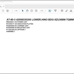 Tadano Crane AT-80-3 42006330300 LOWER HINO BDG-XZU368M-TQMMD3 Spare Parts Catalog Manual - PDF DOWNLOAD