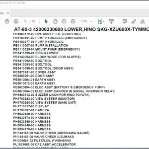 Tadano Crane AT-80-3 42006330600 LOWER,HINO SKG-XZU600X-TYMMC6  Spare Parts Catalog Manual - PDF DOWNLOAD