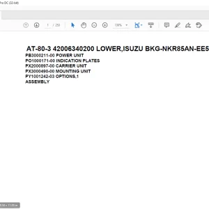 Tadano Crane AT-80-3 42006340200 LOWER,ISUZU BKG-NKR85AN-EE5AHY Spare Parts Catalog Manual - PDF DOWNLOAD