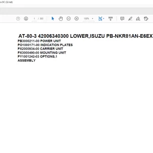 Tadano Crane AT-80-3 42006340300 LOWER,ISUZU PB-NKR81AN-E6EXY Spare Parts Catalog Manual - PDF DOWNLOAD