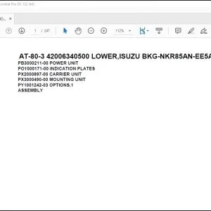 Tadano Crane AT-80-3 42006340500 LOWER ISUZU BKG-NKR85AN-EE5AHY Spare Parts Catalog Manual - PDF DOWNLOAD