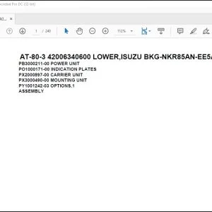 Tadano Crane AT-80-3 42006340600 LOWER,ISUZU BKG-NKR85AN-EE5AHY-M Spare Parts Catalog Manual - PDF DOWNLOAD