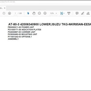 Tadano Crane AT-80-3 42006340900 LOWER ISUZU TKG-NKR85AN-EE5AHY-D Spare Parts Catalog Manual - PDF DOWNLOAD