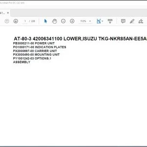 Tadano Crane AT-80-3 42006341100 LOWER ISUZU TKG-NKR85AN-EE5AHY-M Spare Parts Catalog Manual - PDF DOWNLOAD
