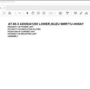 Tadano Crane AT-80-3 42006341200 LOWER,ISUZU NMR71U-HH5AY Spare Parts Catalog Manual - PDF DOWNLOAD