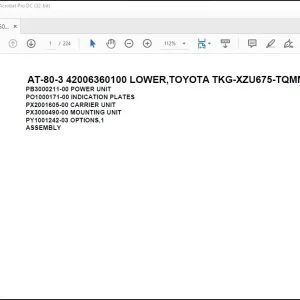 Tadano Crane AT-80-3 42006360100 LOWER TOYOTA TKG-XZU675-TQMMC3 Spare Parts Catalog Manual - PDF DOWNLOAD