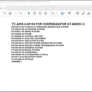 Tadano Crane Carrier TC-4255-2-00100 FOR OVERSEAS(FOR GT-600EX-1) Spare Parts Catalog Manual - PDF DOWNLOAD