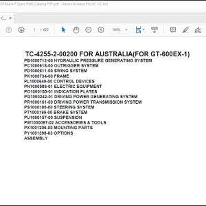 Tadano Crane Carrier TC-4255-2-00200 FOR AUSTRALIA(FOR GT-600EX-1) Spare Parts Catalog Manual - PDF DOWNLOAD