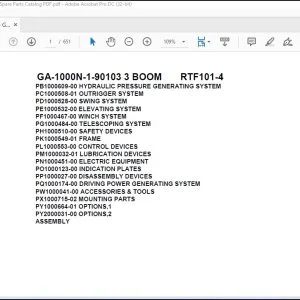Tadano Crane GA-1000N-1-90103 3 BOOM RTF101-4 Spare Parts Catalog Manual - PDF DOWNLOAD