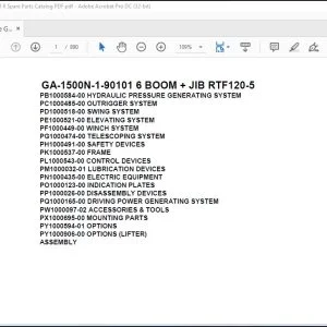 Tadano Crane GA-1500N-1-90101 6 BOOM + JIB RTF120-5 Spare Parts Catalog Manual - PDF DOWNLOAD