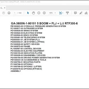 Tadano Crane GA-3600N-1-90101 5 BOOM + FLJ + LJ RTF300-6 Spare Parts Catalog Manual - PDF DOWNLOAD