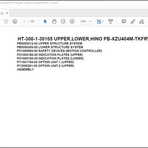 Tadano Crane HT-300-1-30105 UPPER,LOWER,HINO PB-XZU404M-TKFRW3 Spare Parts Catalog Manual - PDF DOWNLOAD