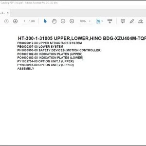 Tadano Crane HT-300-1-31005 UPPER,LOWER,HINO BDG-XZU404M-TQFRD3 Spare Parts Catalog Manual  - PDF DOWNLOAD