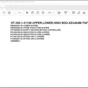 Tadano Crane HT-300-1-31106 UPPER,LOWER,HINO BDG-XZU404M-TQFRD3 Parts Catalog Manual  - PDF DOWNLOAD