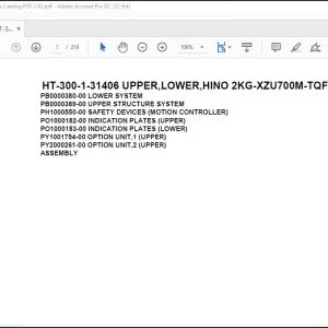 Tadano Crane HT-300-1-31406 UPPER,LOWER,HINO 2KG-XZU700M-TQFRG3 Spare Parts Catalog Manual  - PDF DOWNLOAD