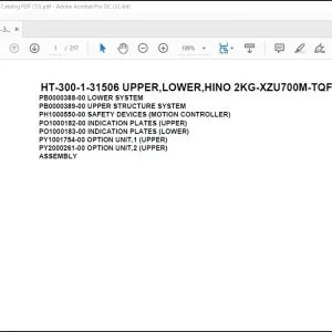 Tadano Crane HT-300-1-31506 UPPER,LOWER,HINO 2KG-XZU700M-TQFRE3 Spare Parts Catalog Manual - PDF DOWNLOAD