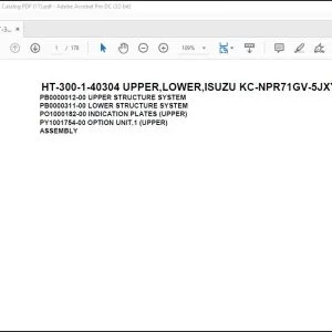 Tadano Crane HT-300-1-40304 UPPER LOWER ISUZU KC-NPR71GV-5JXY Spare Parts Catalog Manual - PDF DOWNLOAD