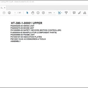 Tadano Crane HT-380-1-00001 UPPER Spare Parts Catalog Manual  - PDF DOWNLOAD