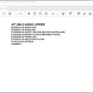 Tadano Crane HT-380-2-00002 UPPER Spare Parts Catalog Manual  - PDF DOWNLOAD