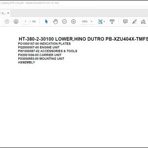 Tadano Crane HT-380-2-30100 LOWER HINO DUTRO PB-XZU404X-TMFSW3 Spare Parts Catalog Manual - PDF DOWNLOAD